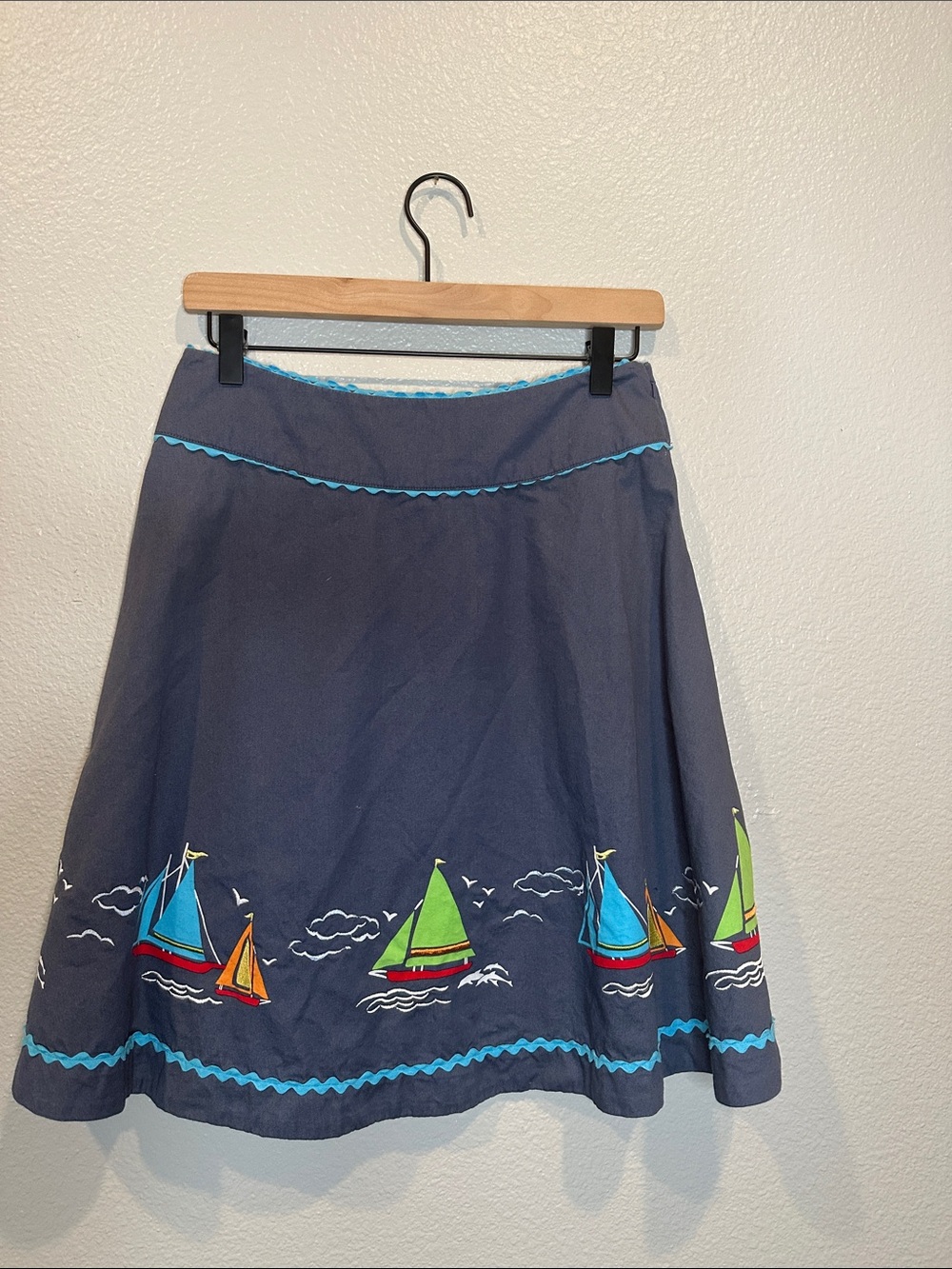 Liz Claiborne Petite Sailboat Nautical A-Line Skirt Size 4 Coastal